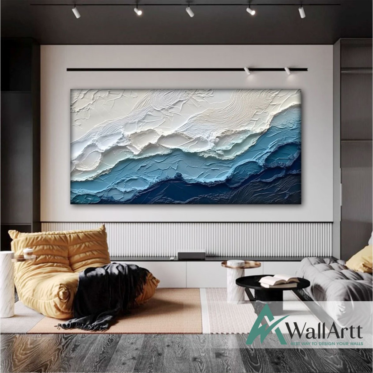 Abstract Waves V 3d Heavy Textured Partial Oil Painting